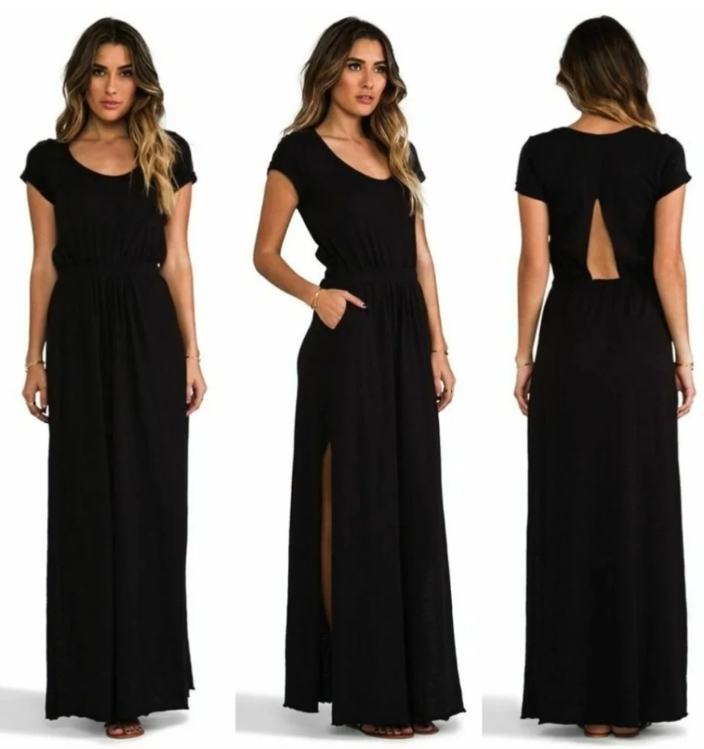Free People FP Beach AUDRINA Triangle Cut Out Maxi Dress in Black M NWOT $128